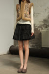 INTO THE EAST 25 Autumn/Winter Sheepskin and Tussah Silk Printed Vest ITE-E1DGAW012GR21VE-LV Green